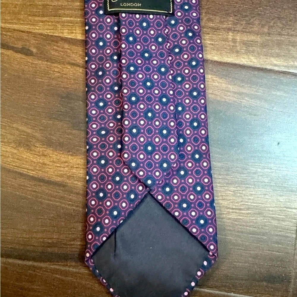 JAMES FISHER London Classic Purple Silk Polka Dot Tie